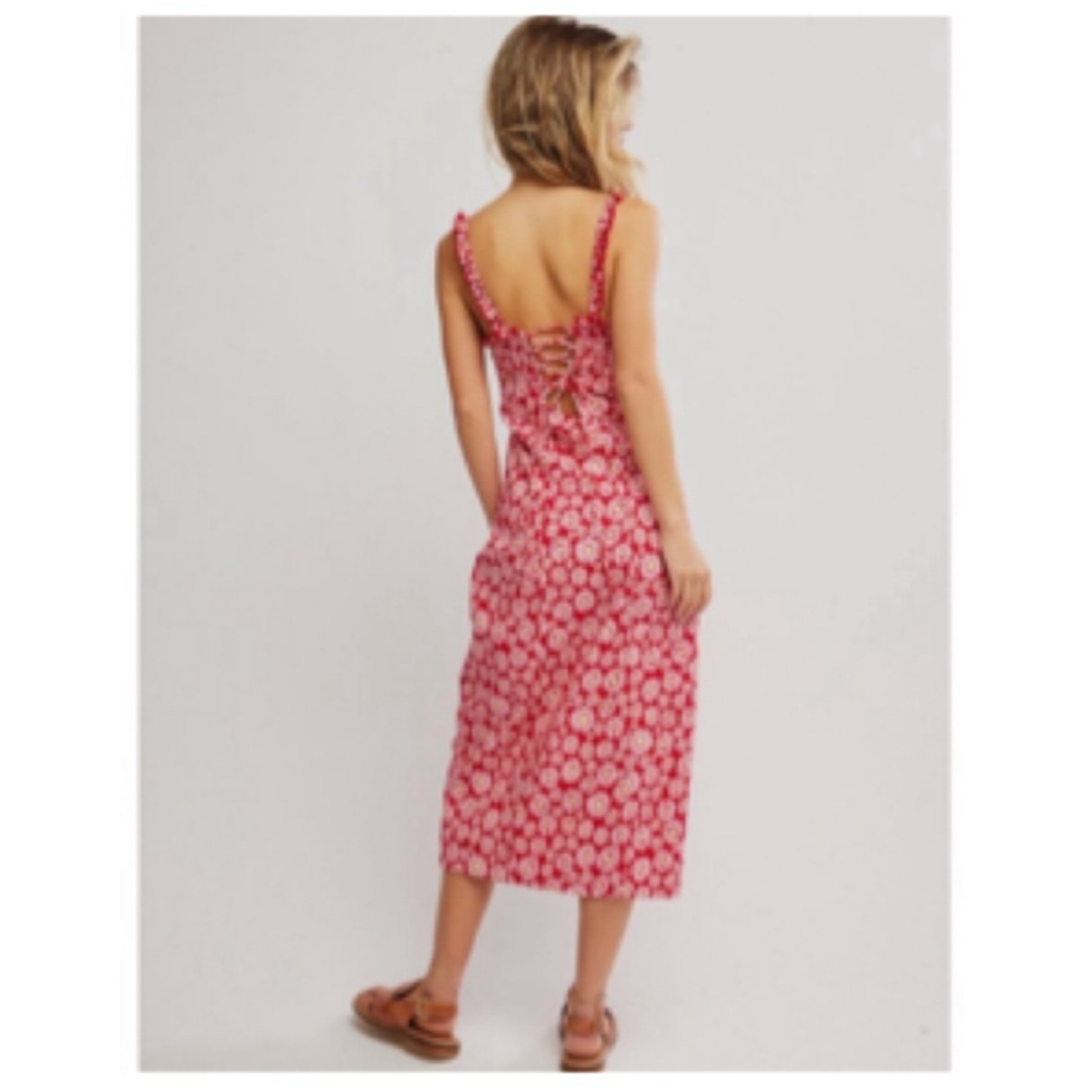 Free People LUCINDA FLORAL PRINT MIDI DRESS SIZE MEDIUM - Picture 7 of 11